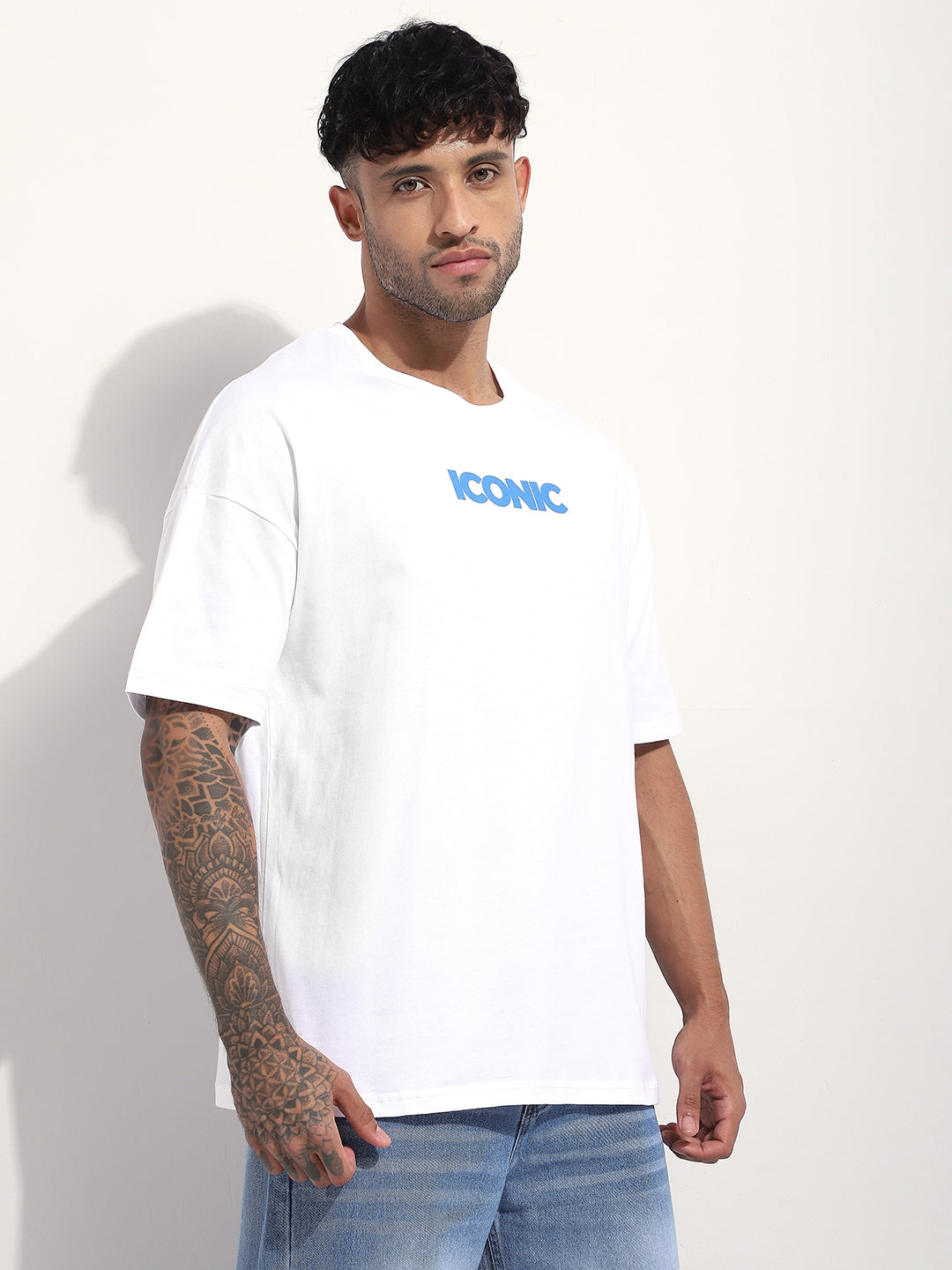Mens Half Sleeve Drop Shoulder Printed Oversized Fit T-Shirts