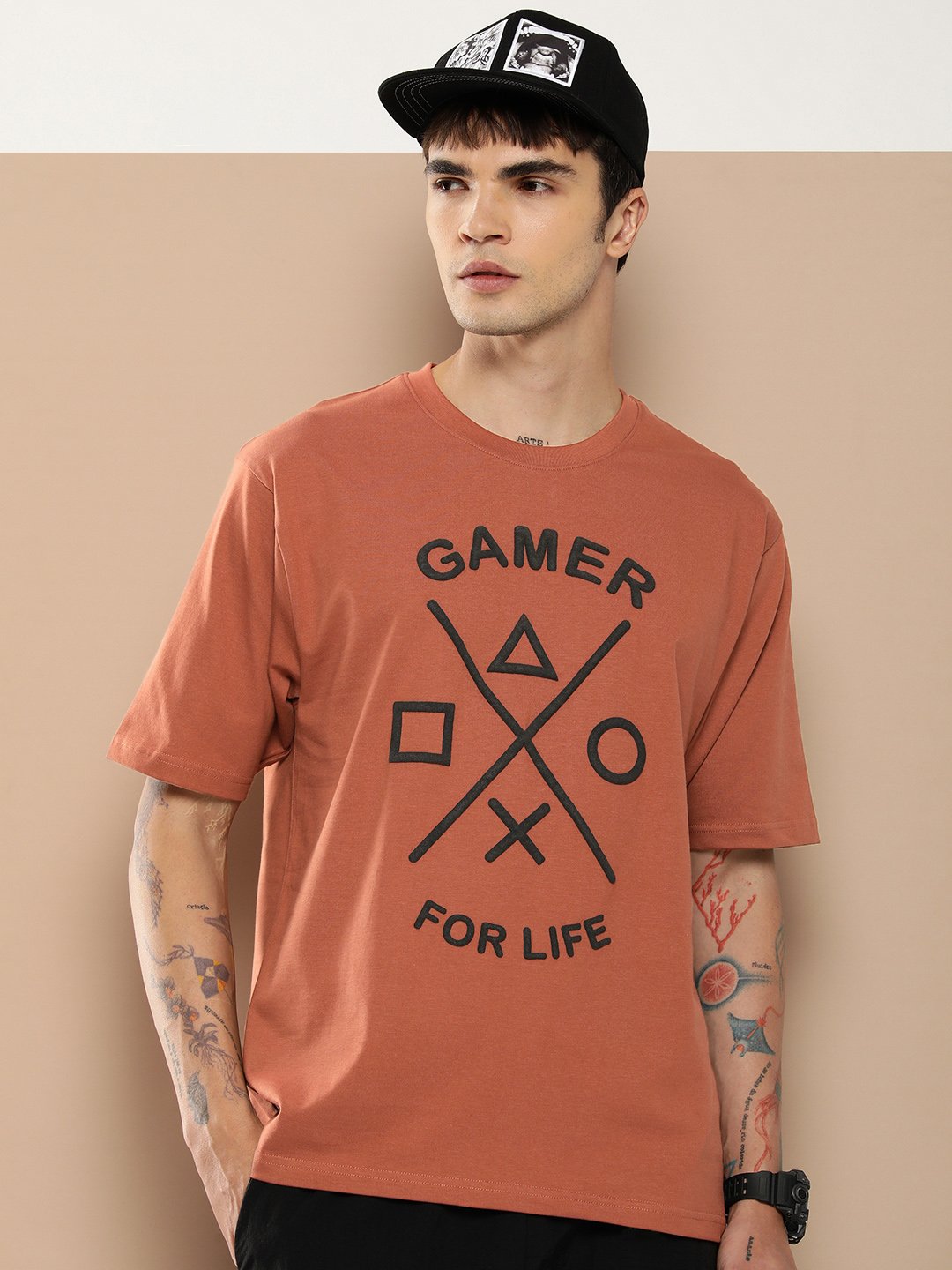 Mens Half Sleeve Round Neck Oversized Fit T-Shirts