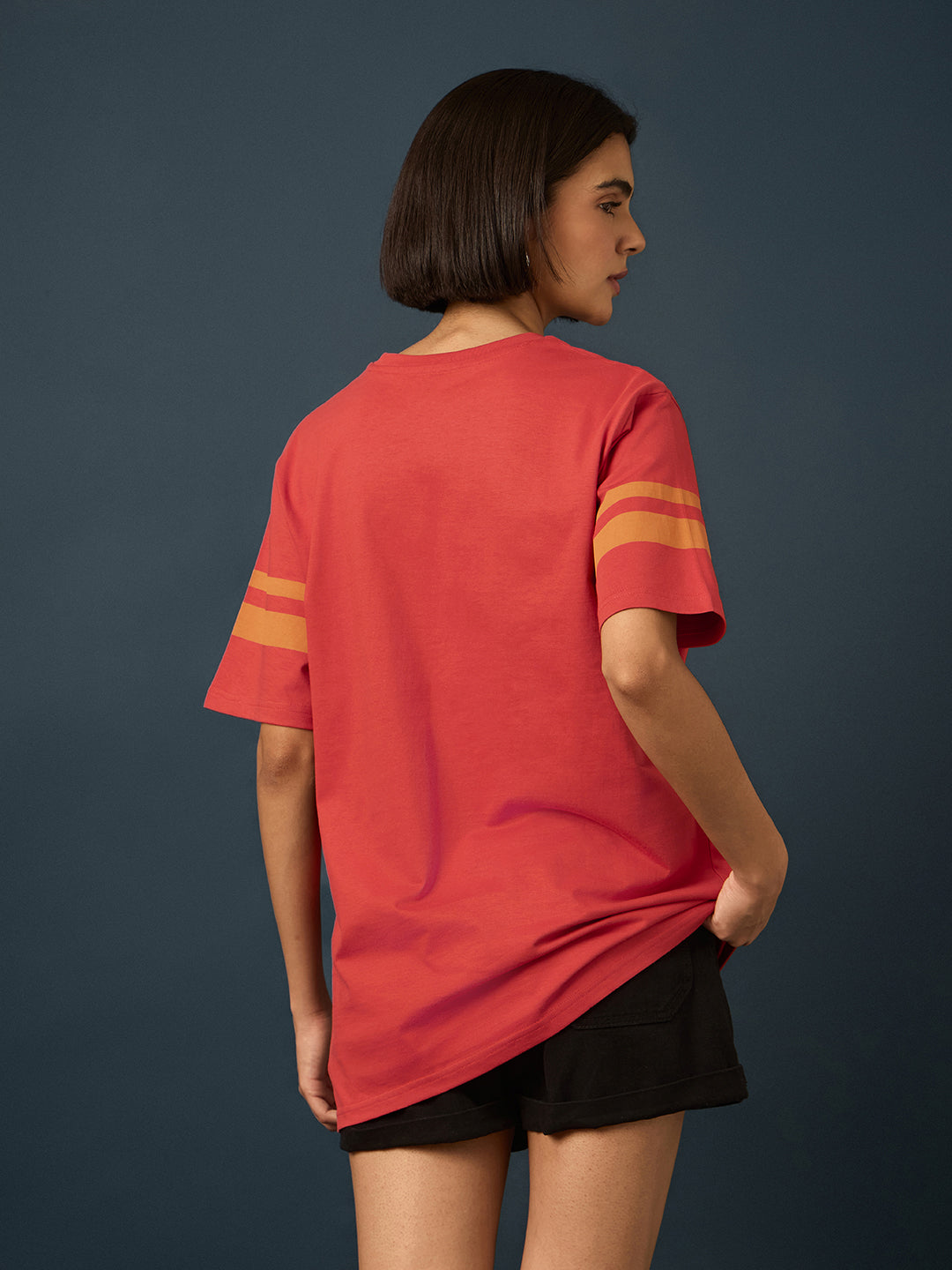 Womens Short Sleeve Printed Oversized Fit Tshirt 