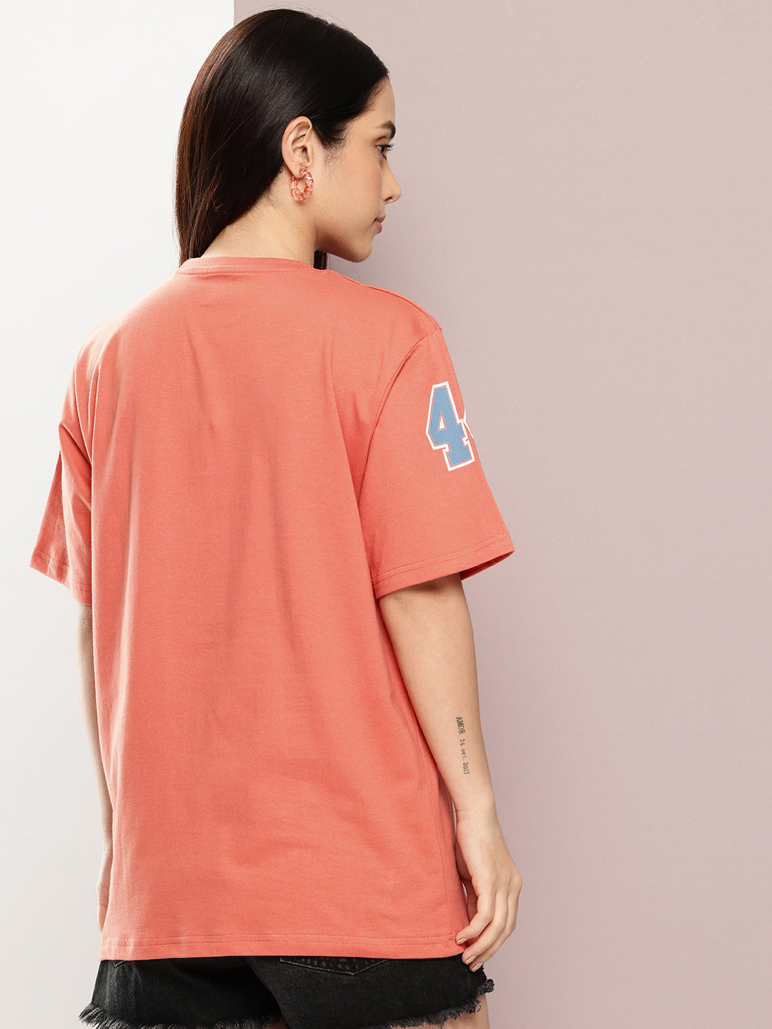 Womens Half Sleeve Round Neck Printed Oversized Fit Tshirts