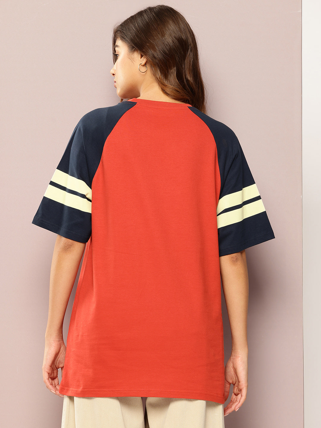 Womens Raglan Sleeve Printed Oversized Fit Tshirt