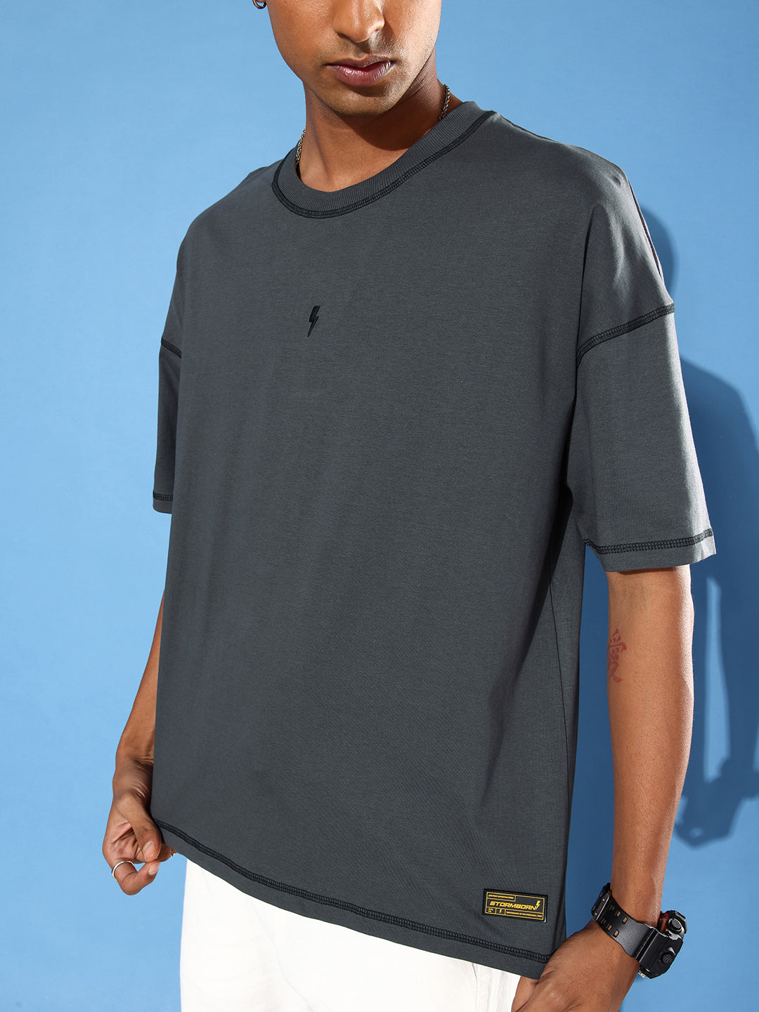 Mens Half Sleeve Drop Shoulder Plain Oversized Fit T-Shirts