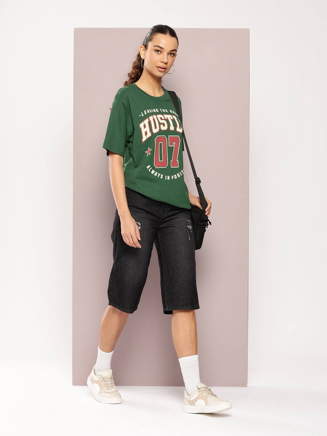 Womens Half Sleeve Round Neck Printed Oversized Fit Tshirts