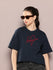Womens Half Sleeve Round Neck Embroidery Oversized Fit Tshirts