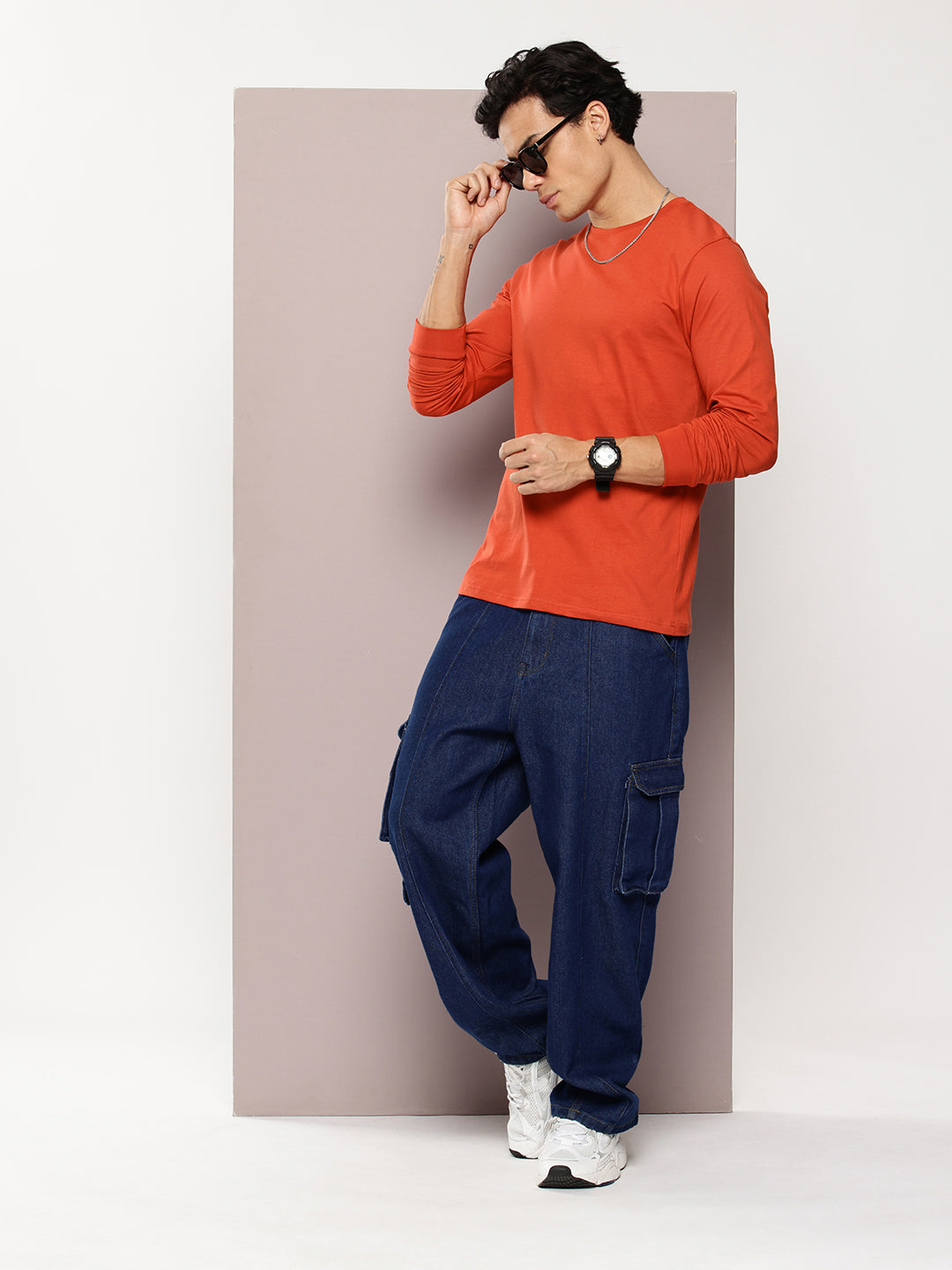 Mens Full Sleeve Round Neck Solid Regular Fit Tshirts
