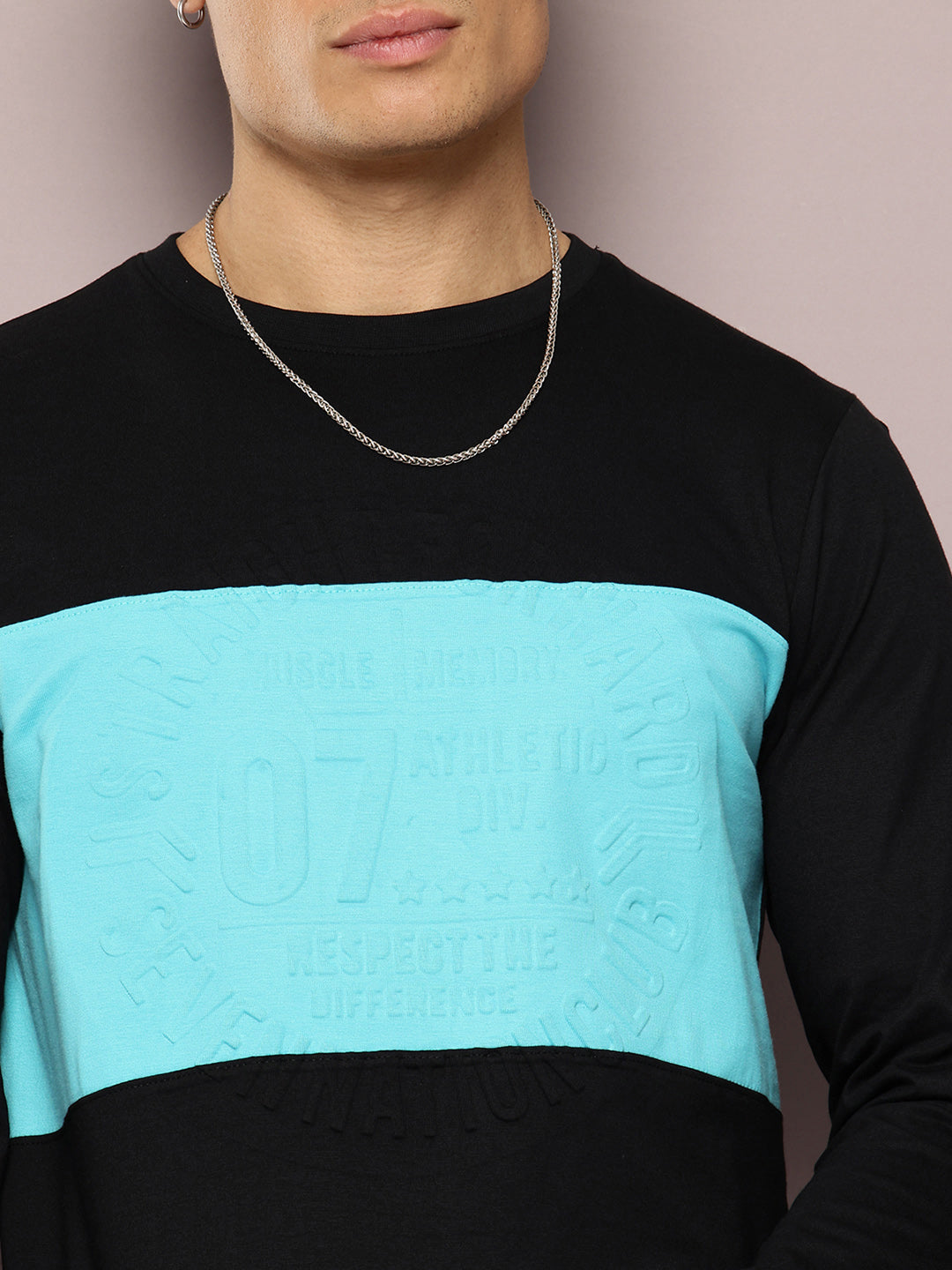 Mens Full Sleeve Round Neck Embellished Regular Fit Tshirts