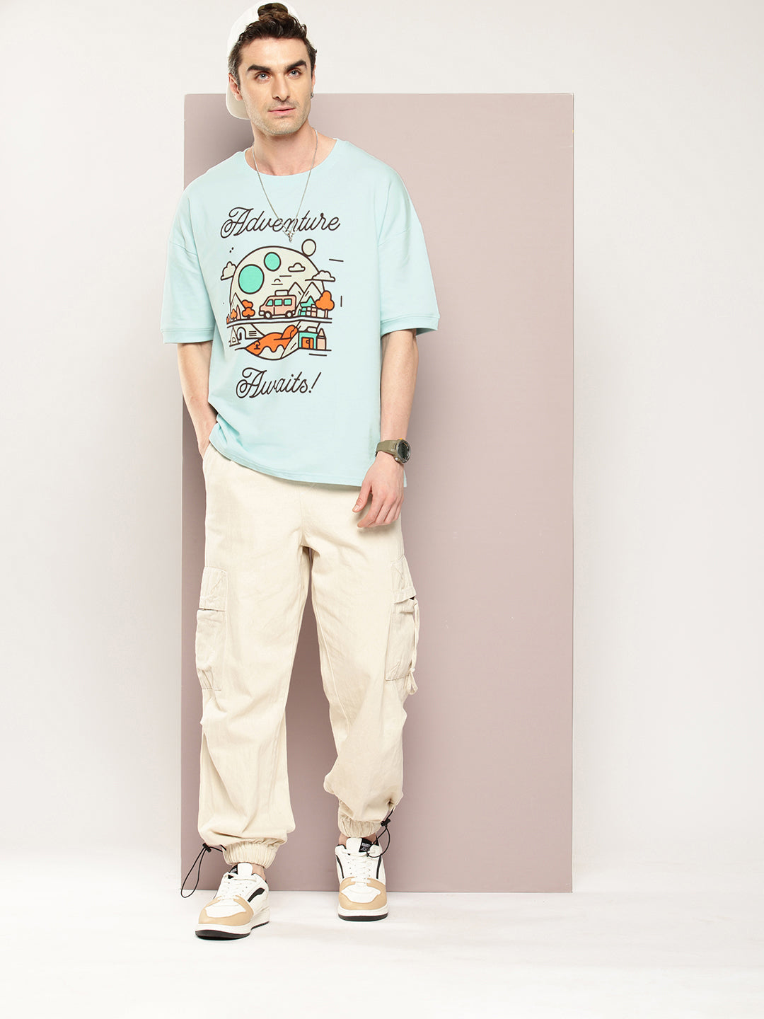 Mens Half Sleeve Round Neck Printed Oversized Fit Tshirts