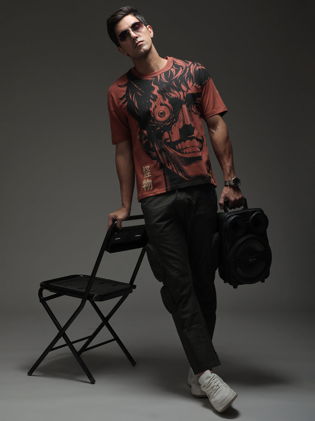 Mens Half Sleeve Drop Shoulder Printed Oversized Fit T-Shirts