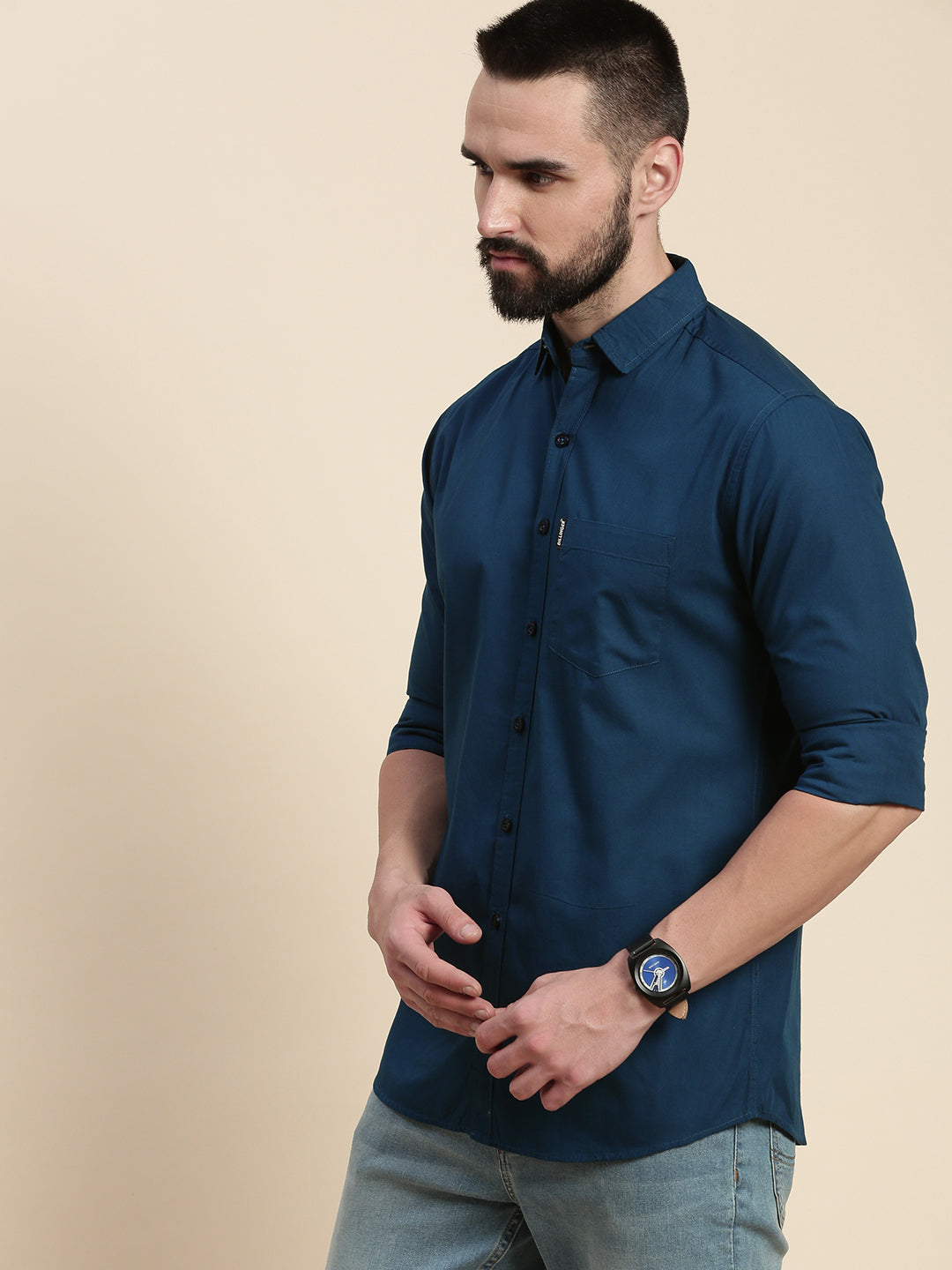 Mens Plain Full Sleeve Shirt With Pocket