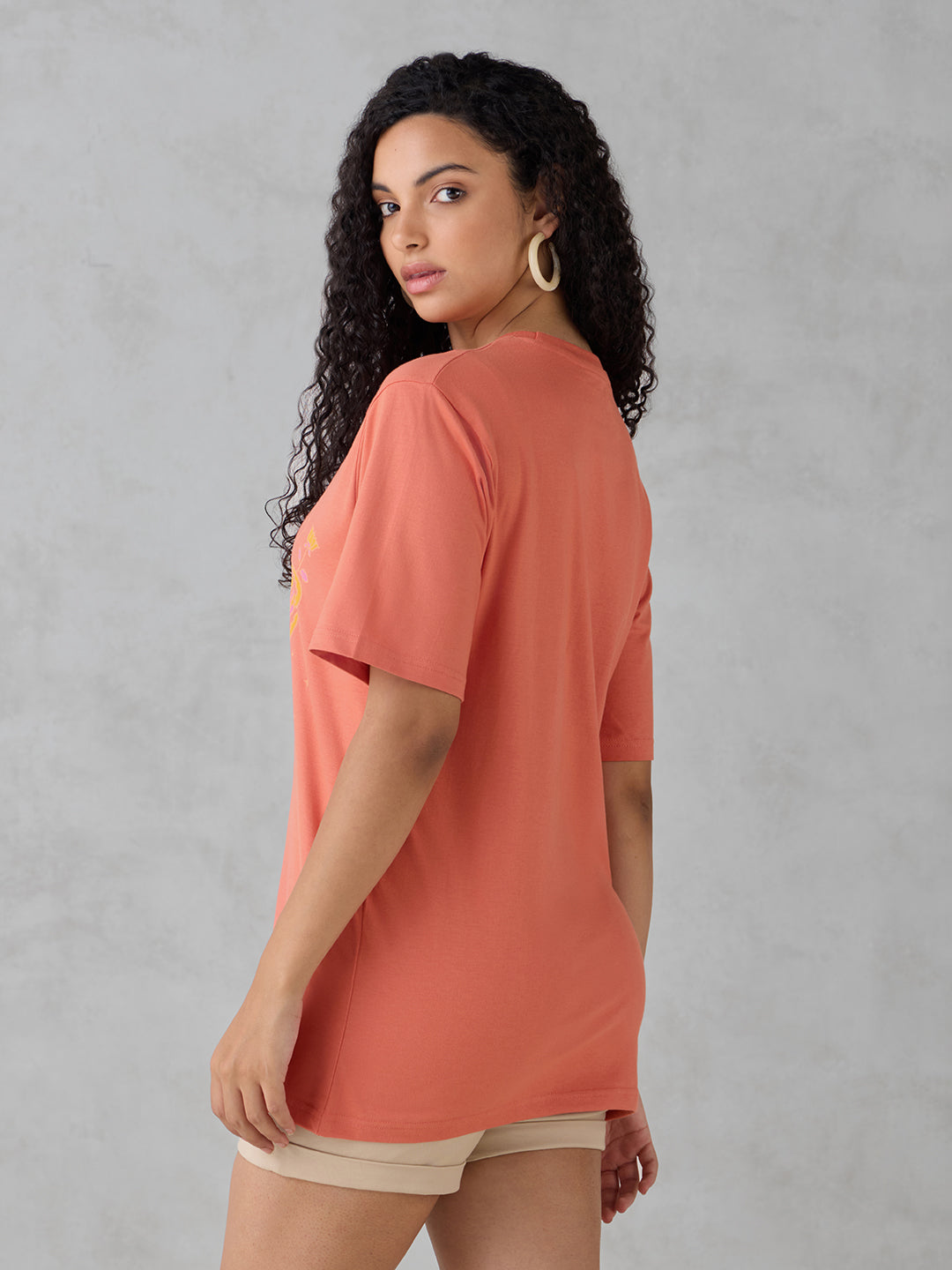 Womens Half Sleeve Printed Oversized Fit Tshirt