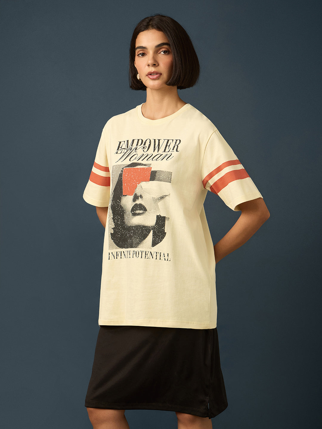 Womens Short Sleeve Printed Oversized Fit Tshirt 