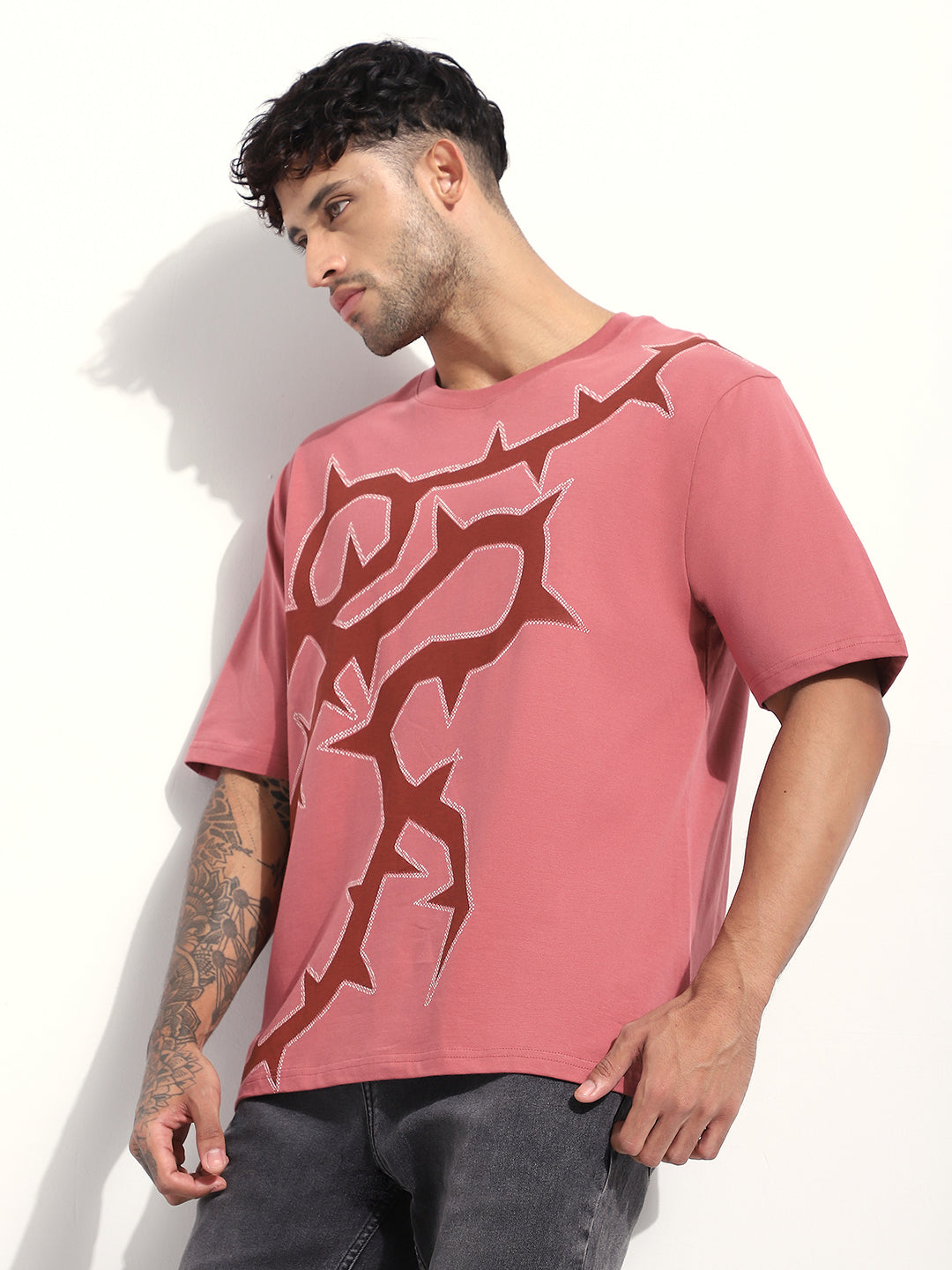 Mens Half Sleeve Round Neck Printed Oversized Fit Tshirts