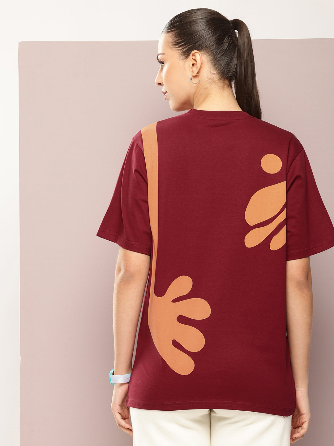 Womens Half Sleeve Round Neck All-Over Printed Oversized Fit Tshirts