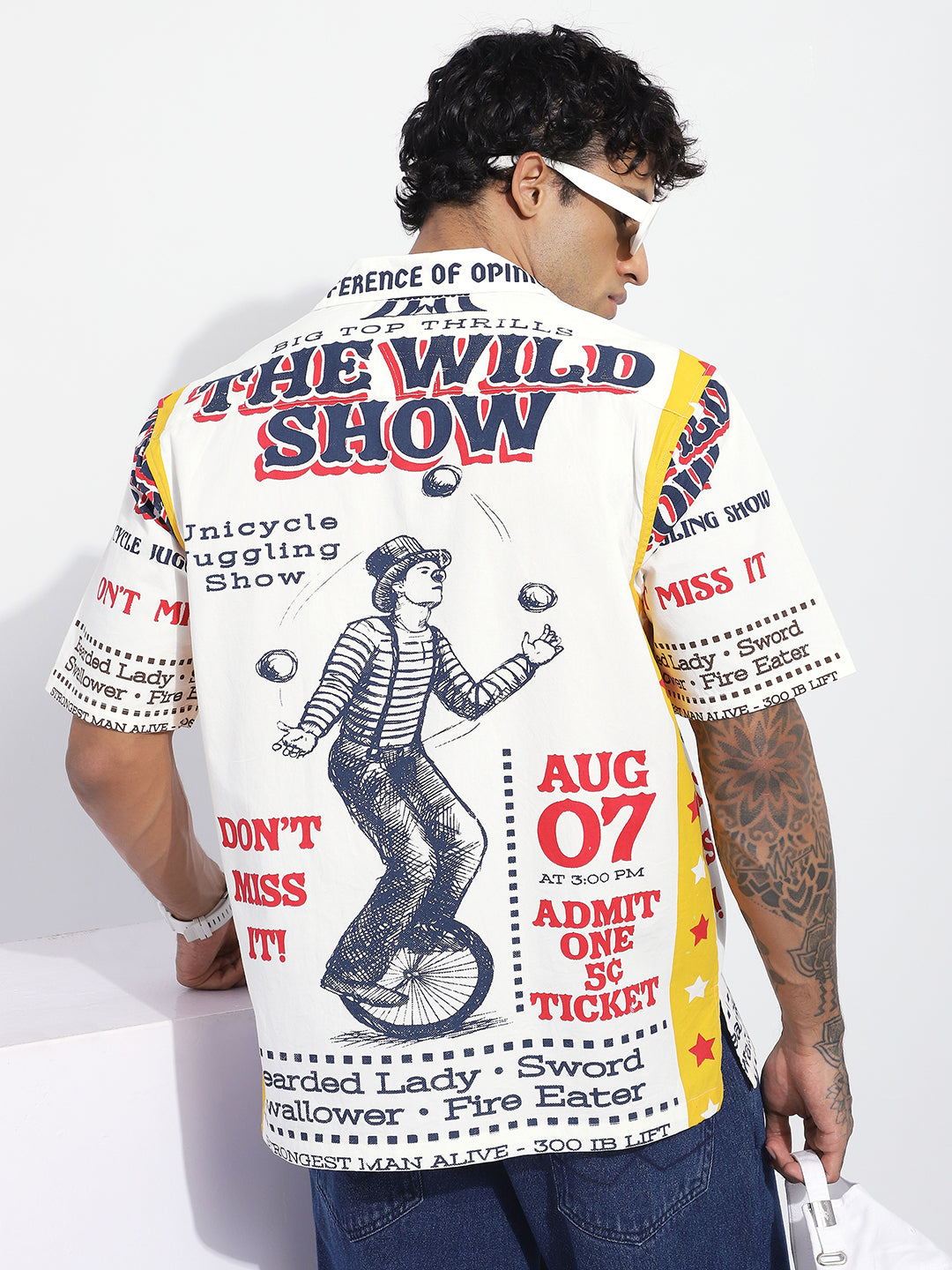 Men Boxy Regular Short Sleeve Printed White Shirt
