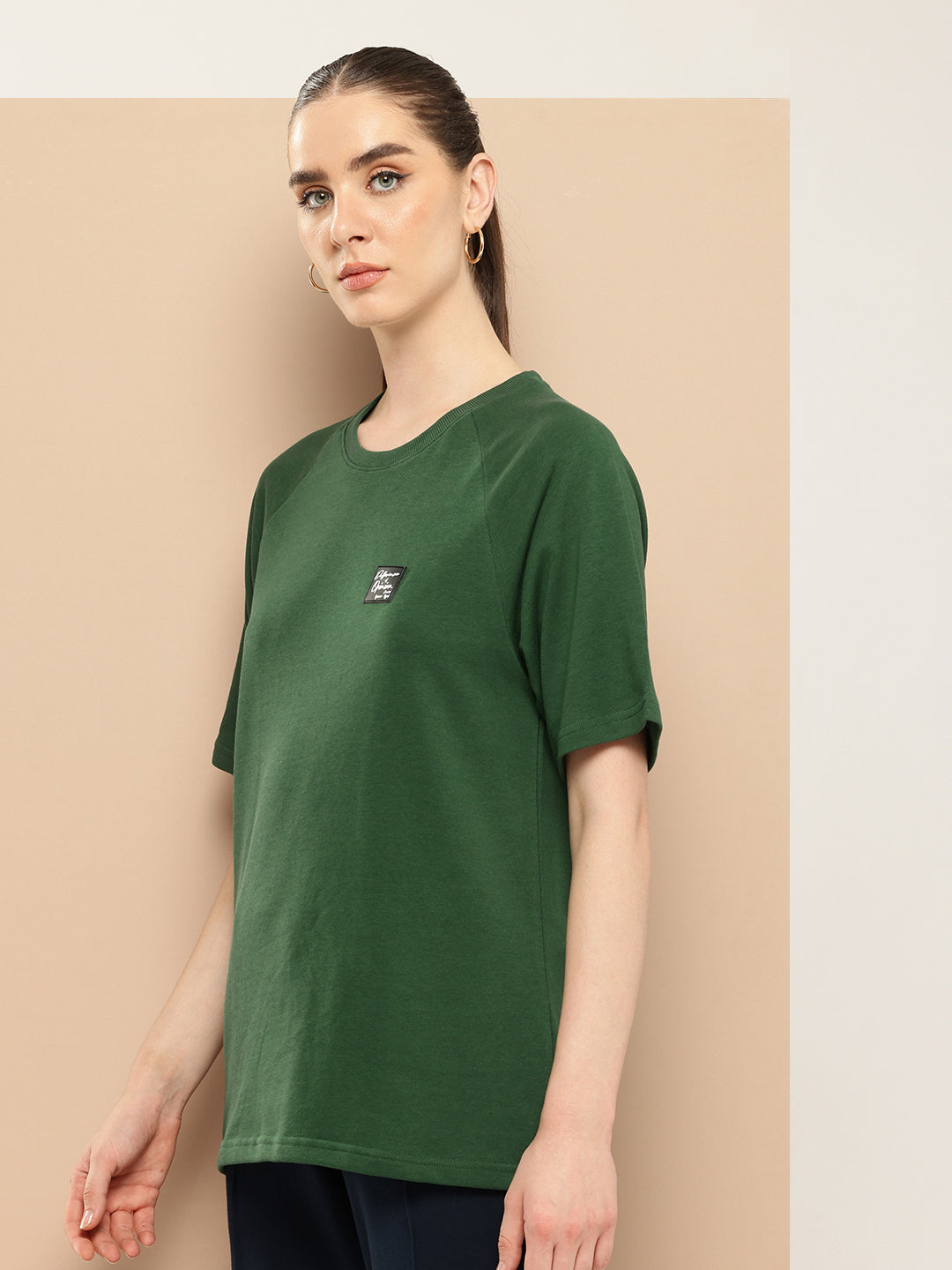 Womens Half Sleeve Round Neck Solid Oversized Fit Tshirts