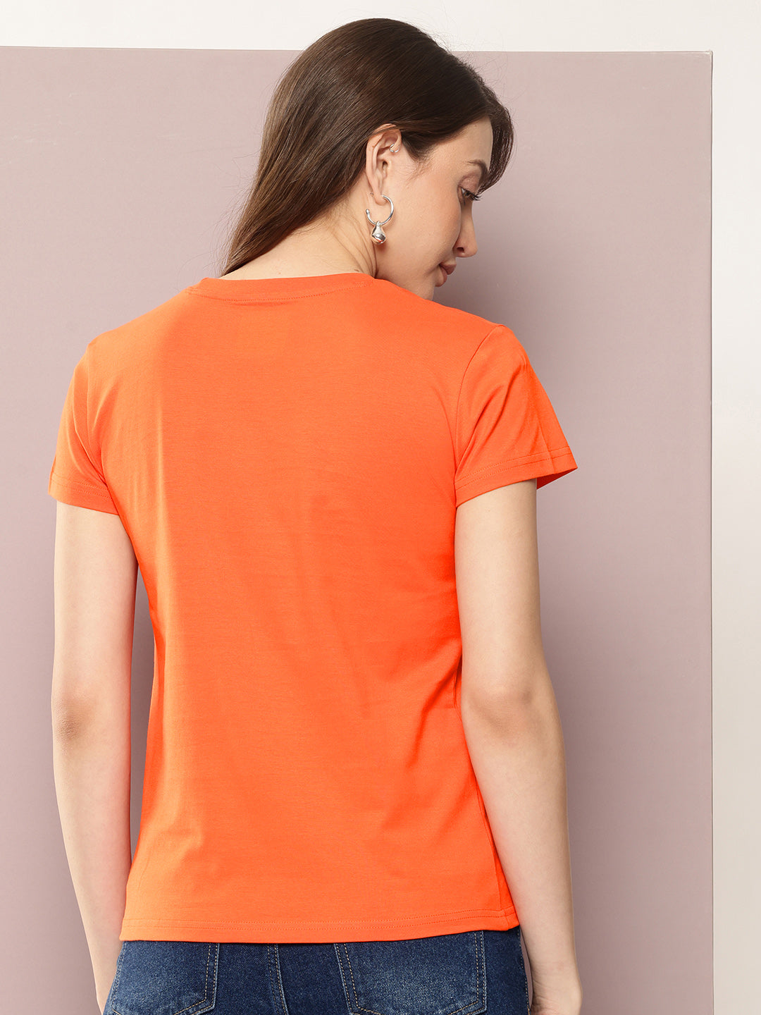 Womens Half Sleeve Round Neck Solid Regular Fit Tshirts