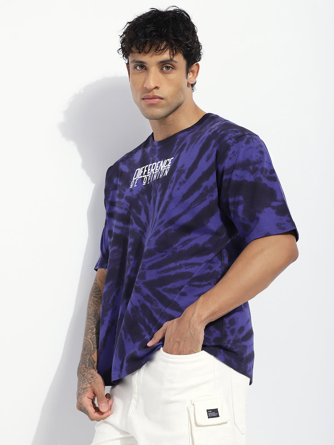 Mens Half Sleeve Round Neck Striped Oversized Fit Tshirts