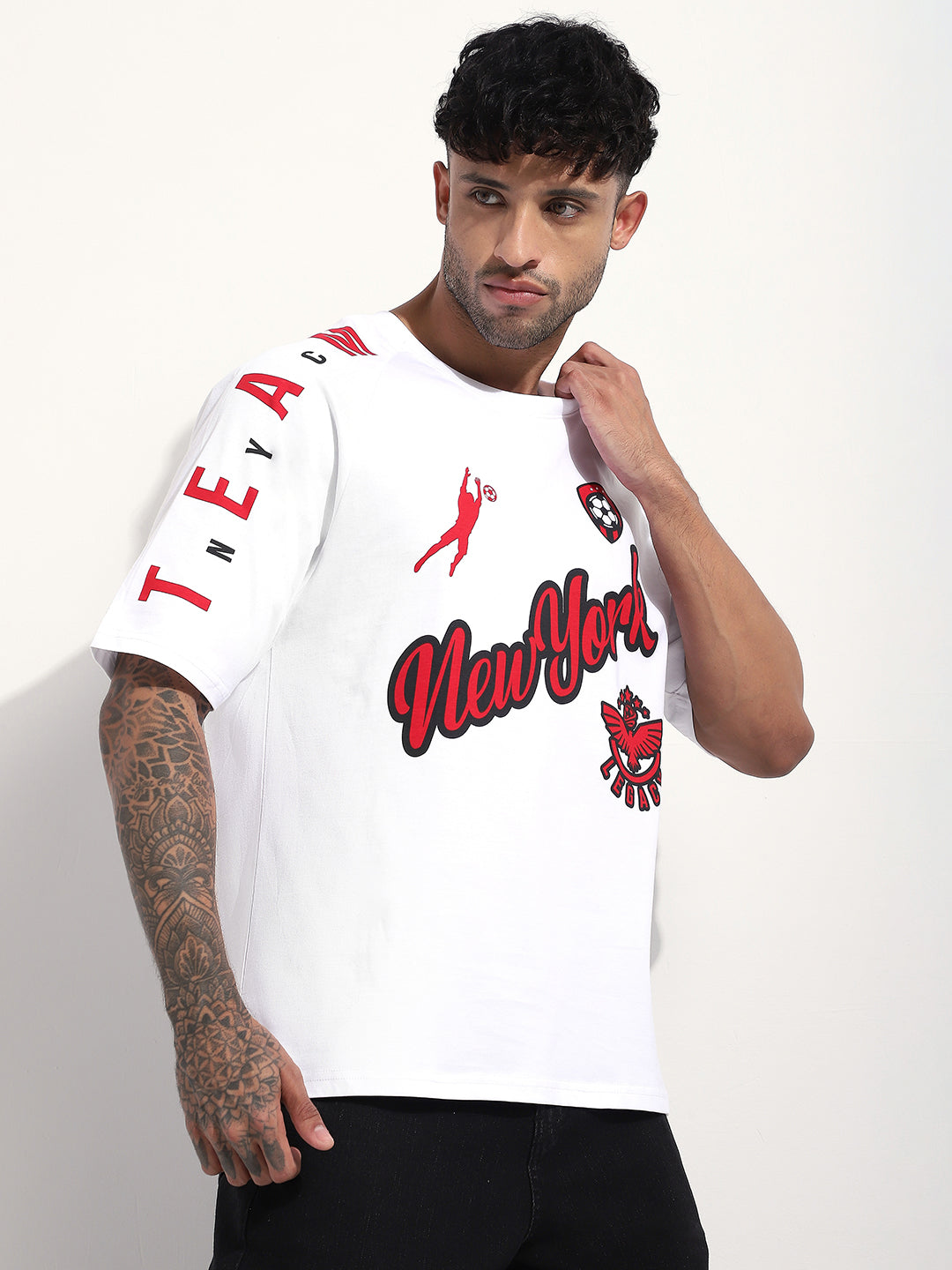 Mens Half Sleeve Round Neck Printed Oversized Fit Tshirts