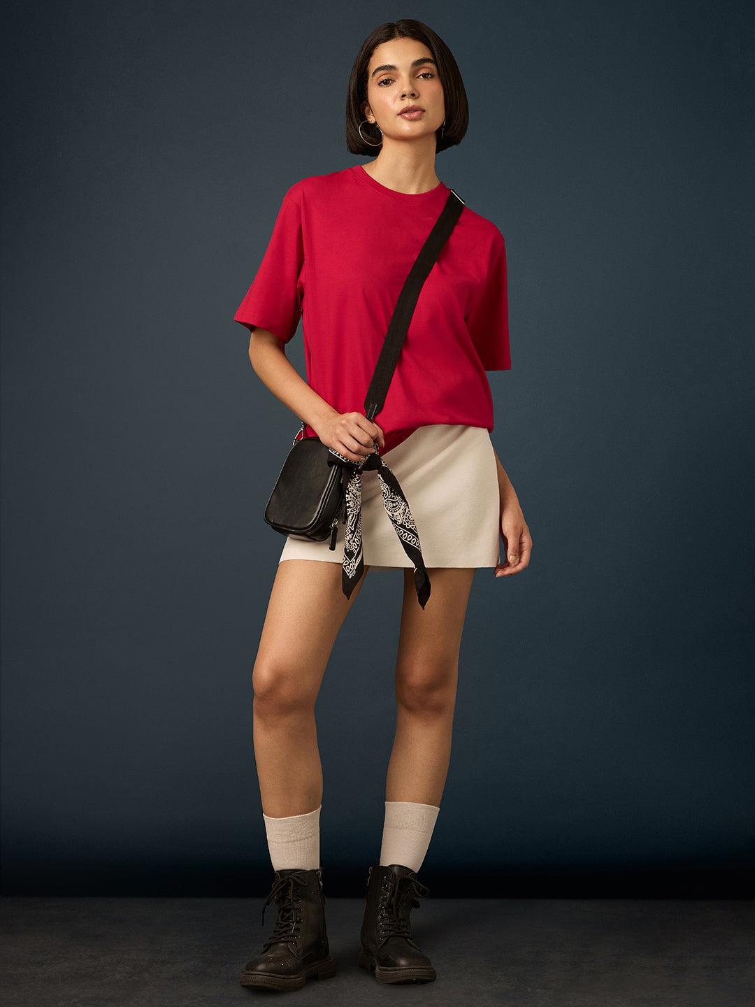 Womens Short Sleeve Printed Oversized Fit Tshirt 