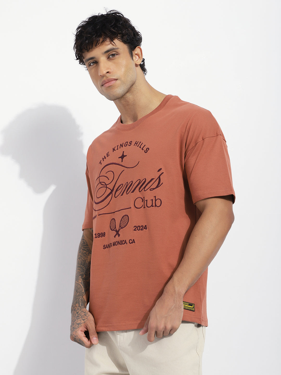 Mens Half Sleeve Drop Shoulder Printed Oversized Fit T-Shirts