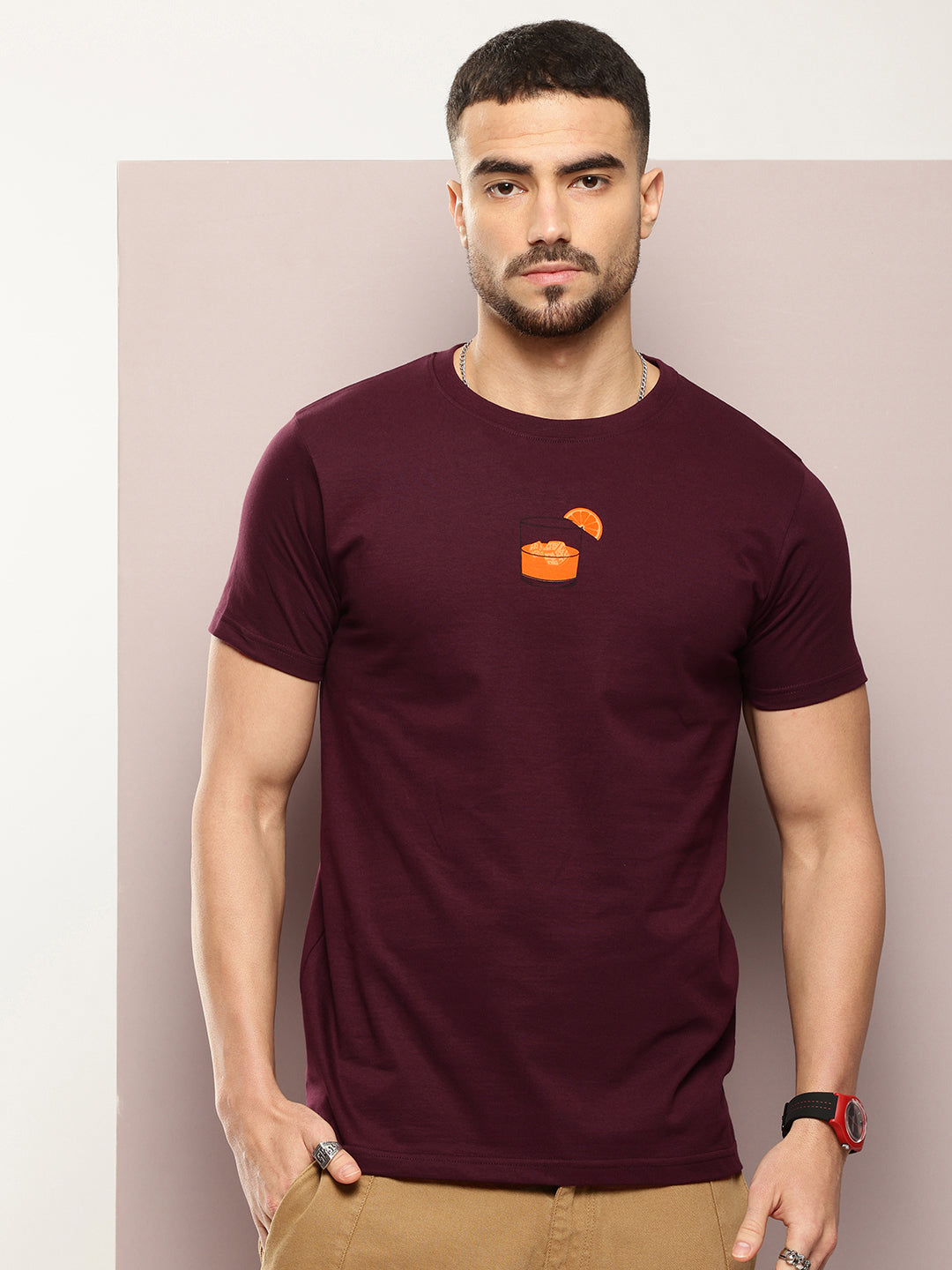 Mens Half Sleeve Round Neck Back Printed Regular Fit Tshirts