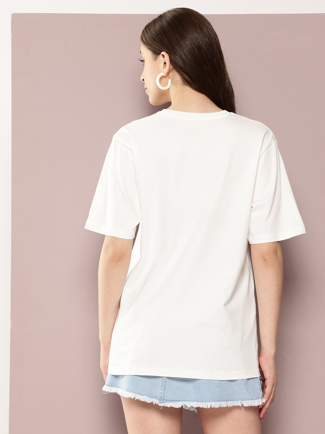 Womens Half Sleeve Round Neck Printed Oversized Fit Tshirts