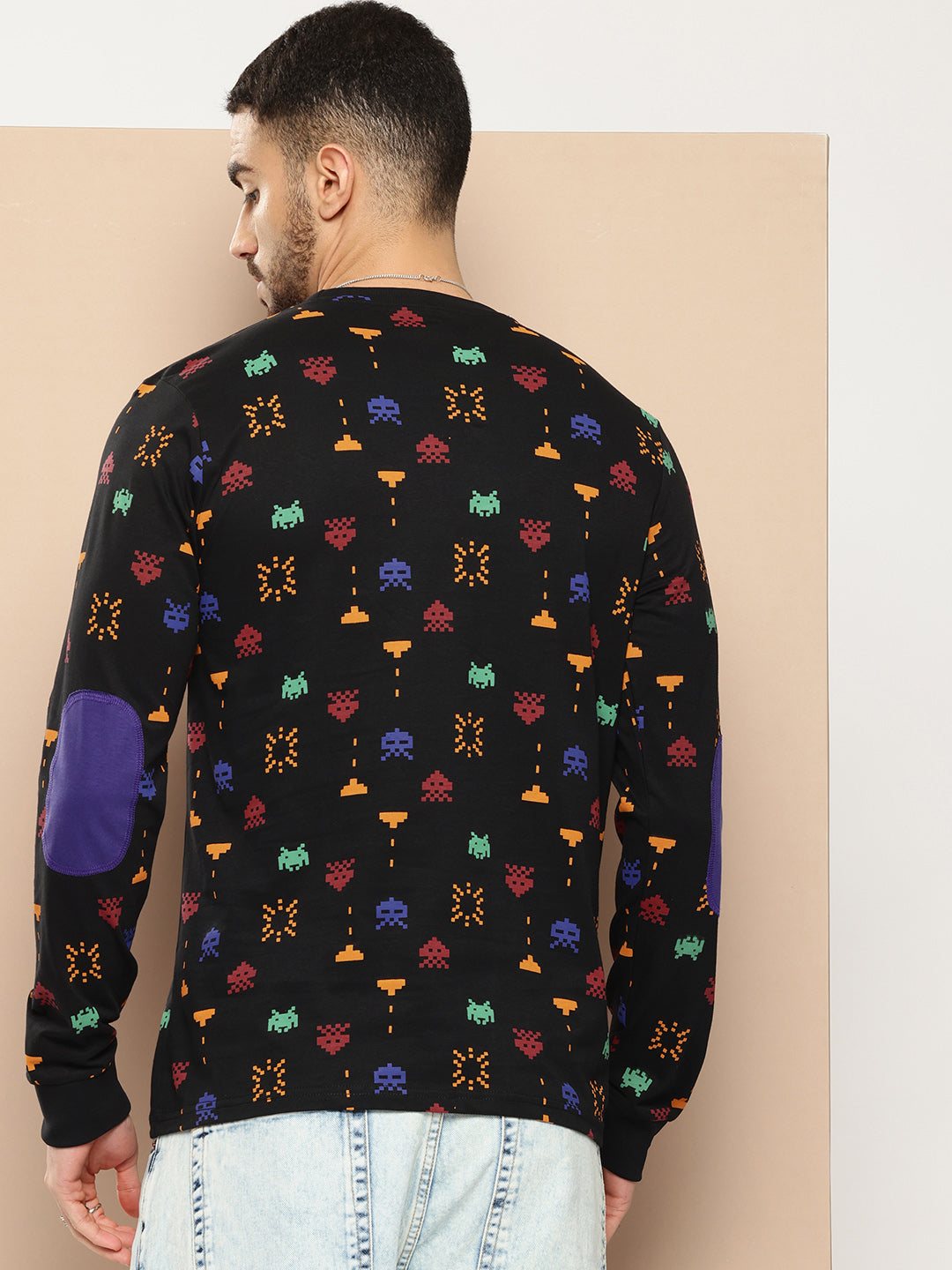 Mens Full Sleeve Round Neck All-Over Printed Regular Fit Tshirts