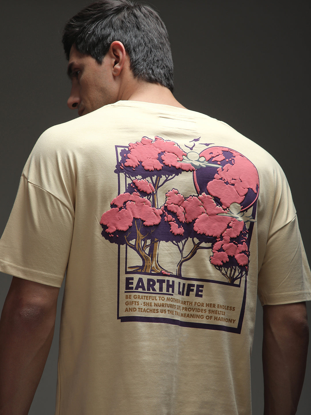 Mens Half Sleeve Drop Shoulder Printed Oversized Fit T-Shirts