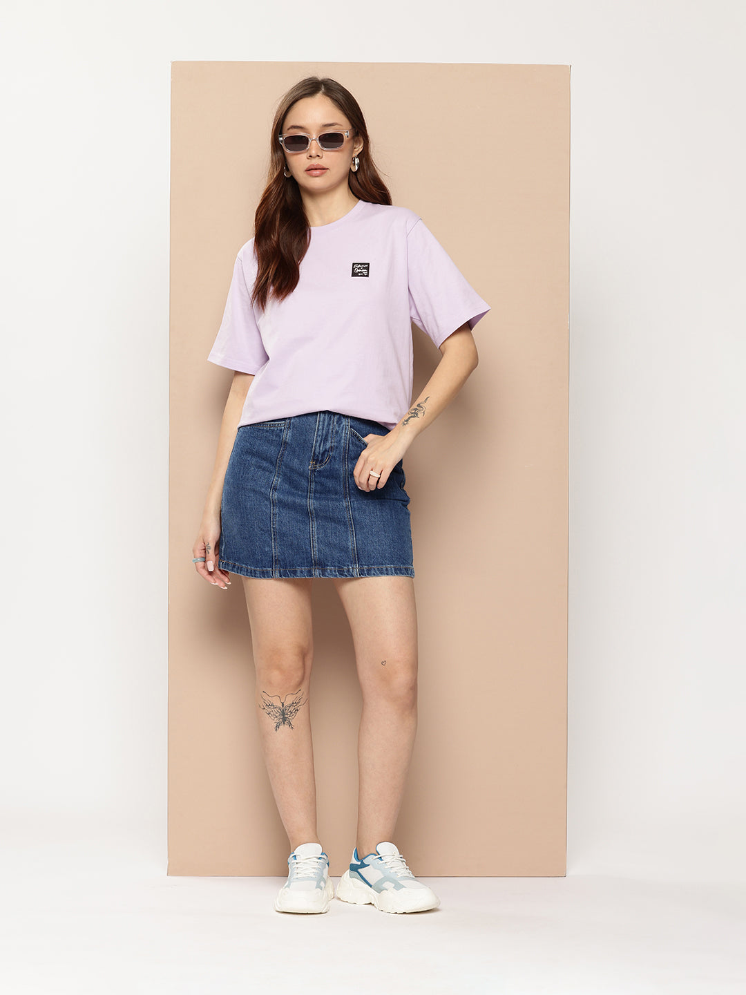 Womens Half Sleeve Round Neck Back Printed Oversized Fit Tshirts