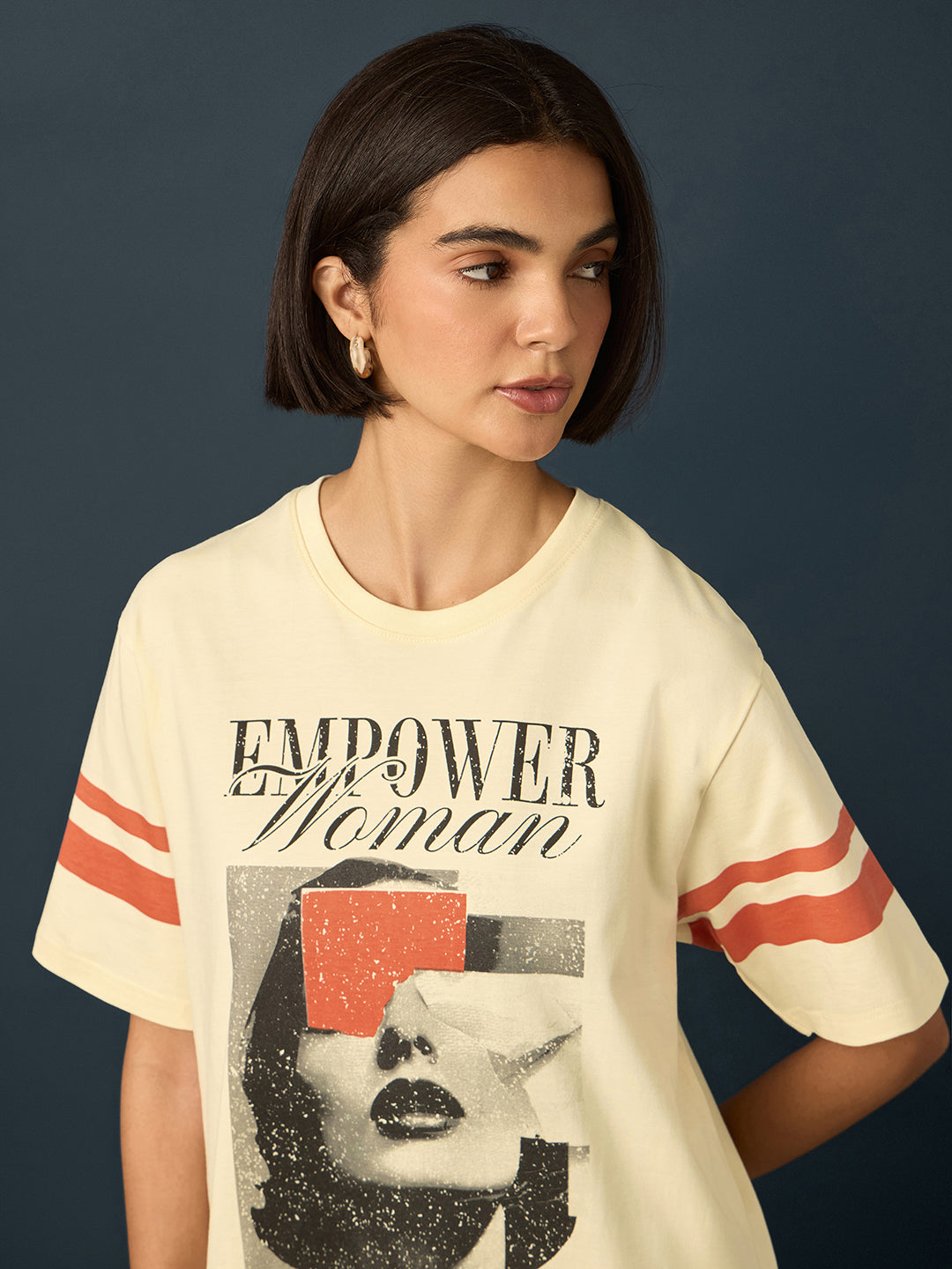Womens Short Sleeve Printed Oversized Fit Tshirt 