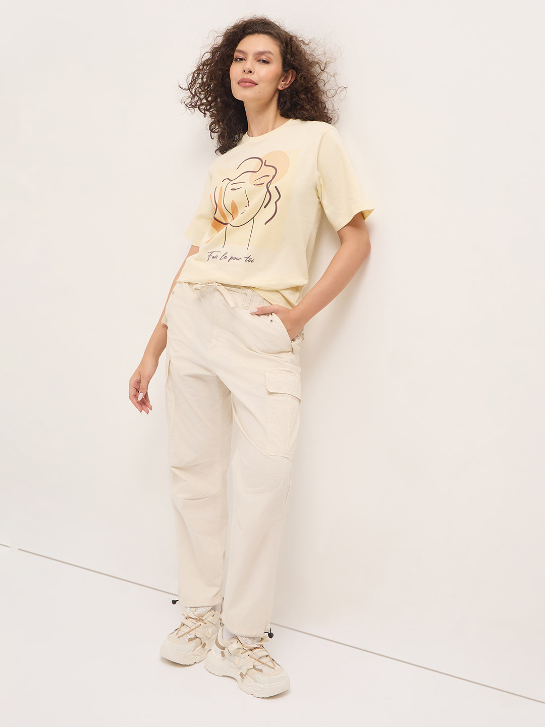 Womens Half Sleeve Round Neck Printed Oversized Fit Tshirts