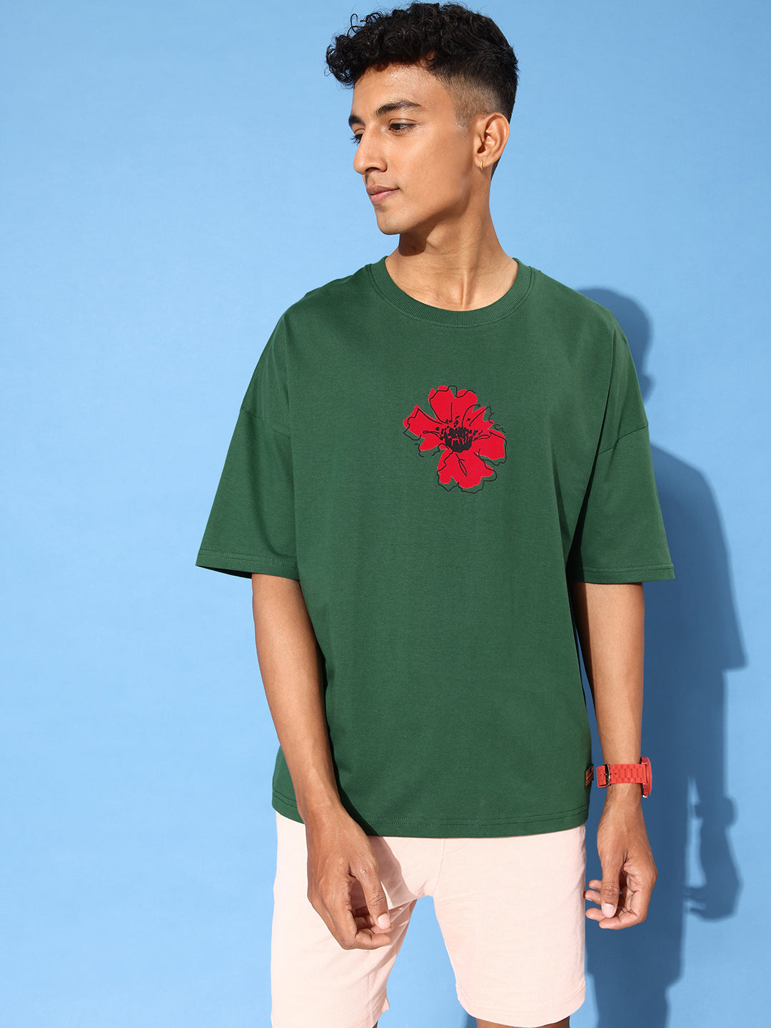 Mens Half Sleeve Drop Shoulder Printed Oversized Fit T-Shirts