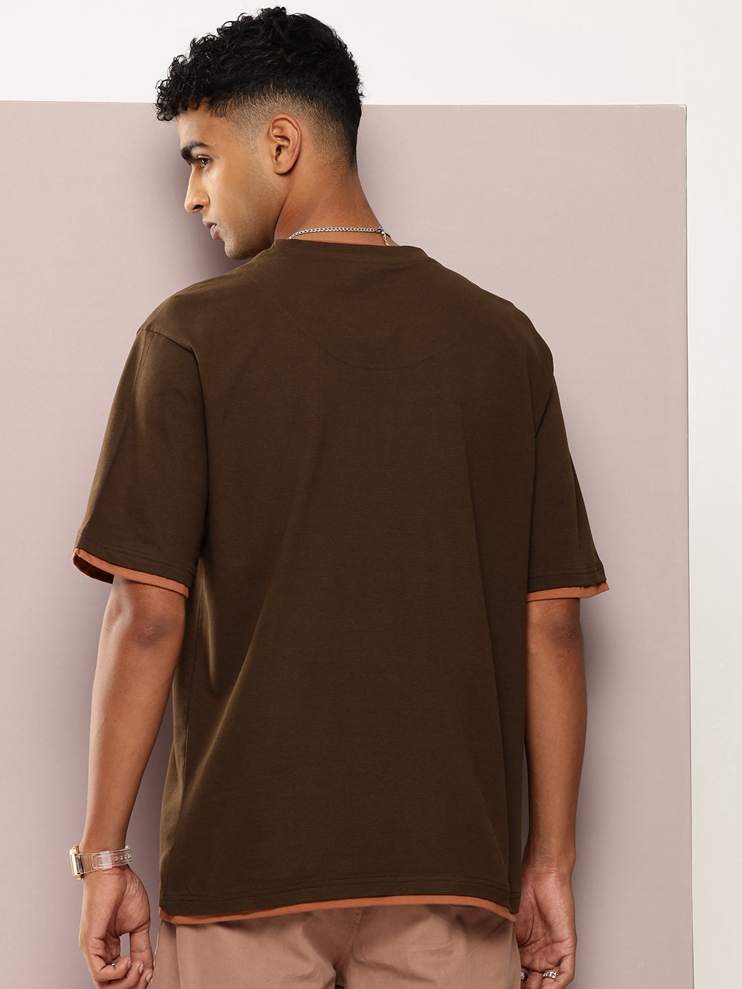 Mens Half Sleeve V-Neck Solid Oversized Fit Tshirts