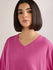 Womens Solid Oversized Cotton Modal V-Neck Tshirt