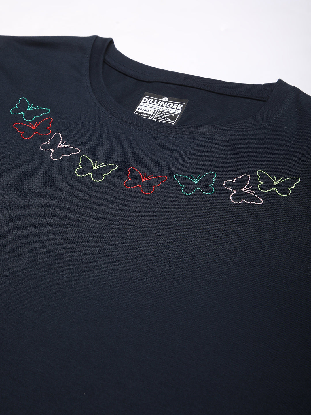 Womens Half Sleeve Round Neck Embroidery Boxy Fit Tshirts