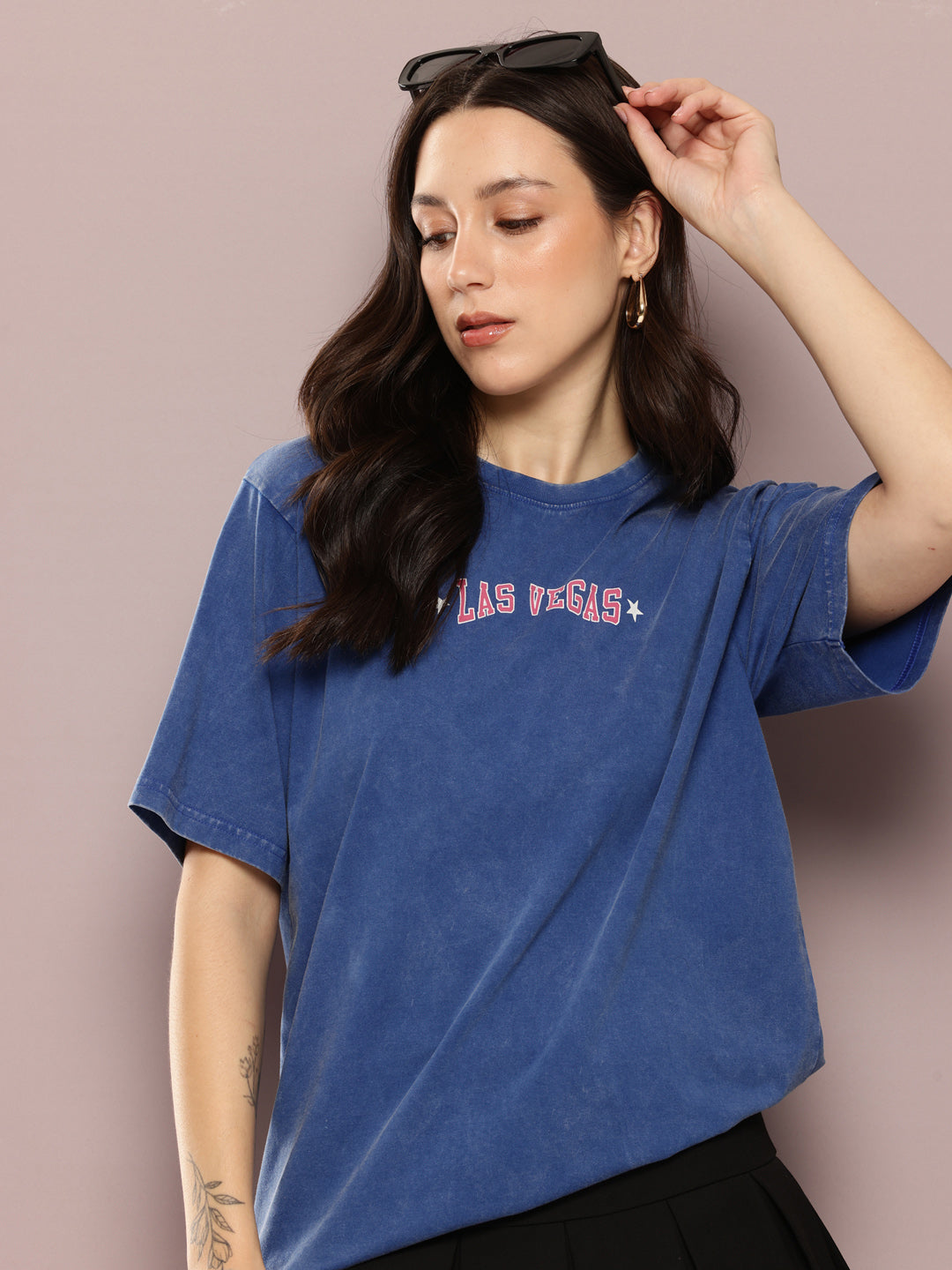 Womens Half Sleeve Round Neck Printed Oversized Fit Tshirts