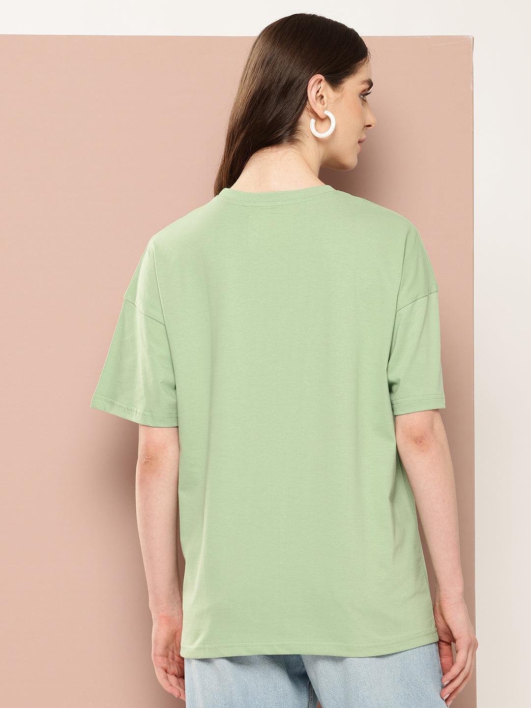 Womens Half Sleeve Drop Shoulder Printed Oversized Fit T-Shirts