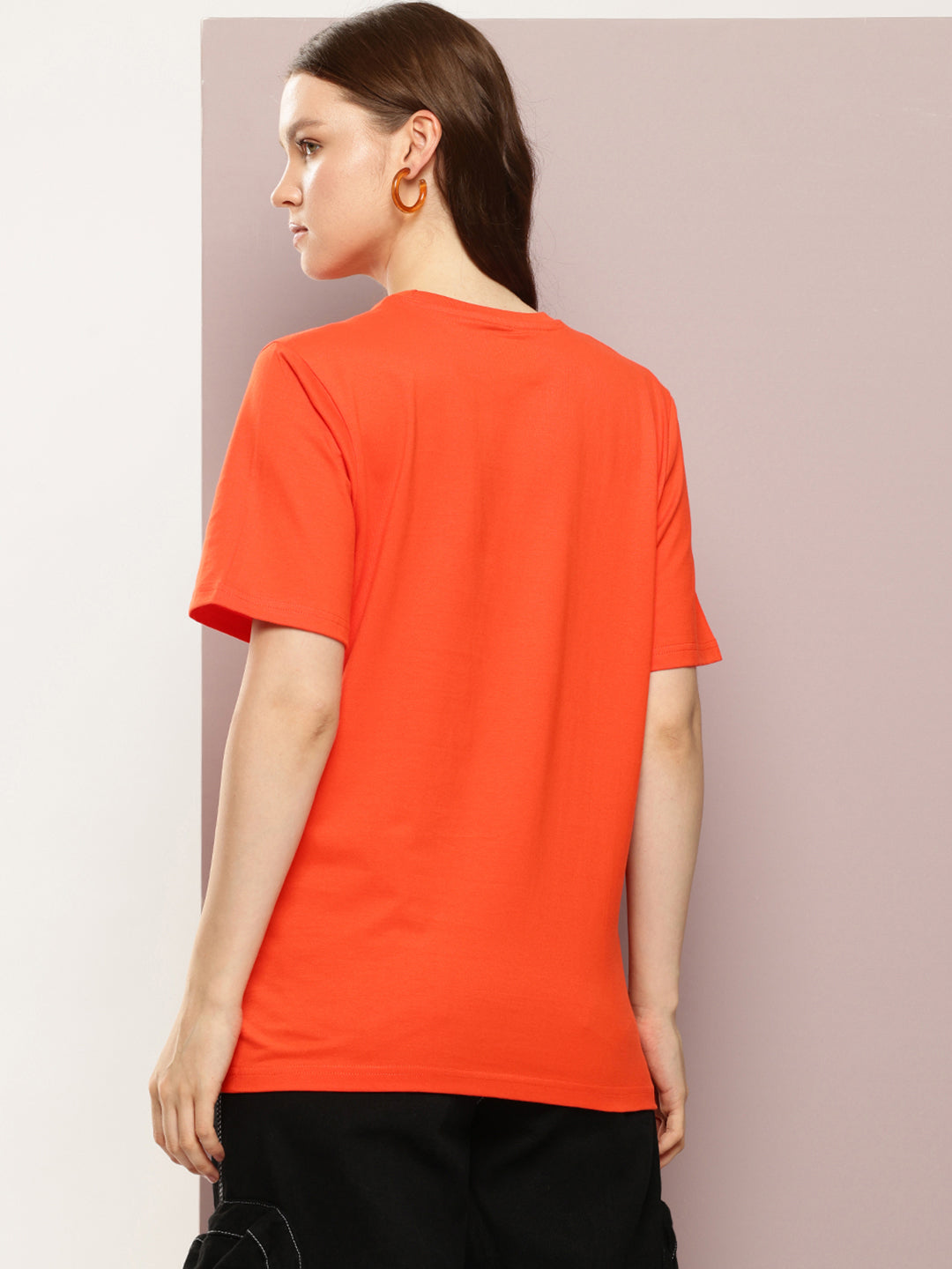 Womens Half Sleeve Round Neck Embroidery Oversized Fit Tshirts