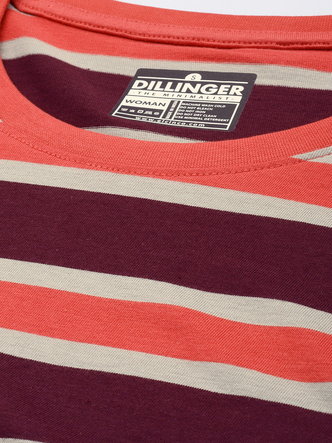 Womens Half Sleeve Round Neck All-Over Striped Boxy Fit Tshirts