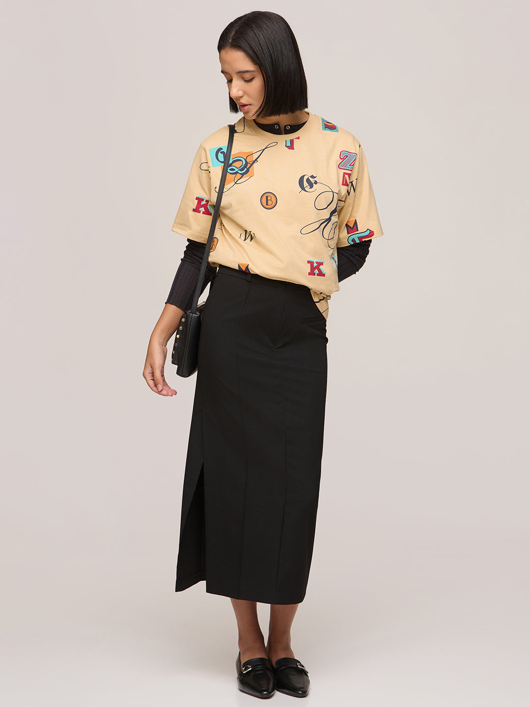 Womens Printed Oversized Fit Cotton T-Shirt