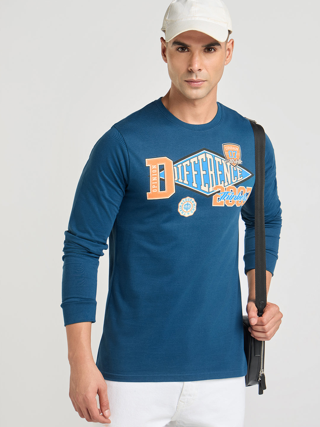 Mens Printed Regular Fit Full Sleeve Round Neck Tshirt