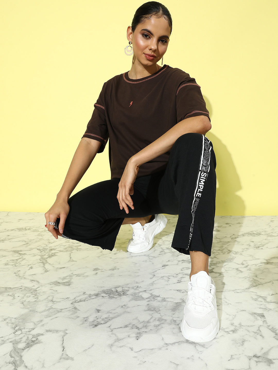 Womens Half Sleeve Drop Shoulder Plain Oversized Fit T-Shirts