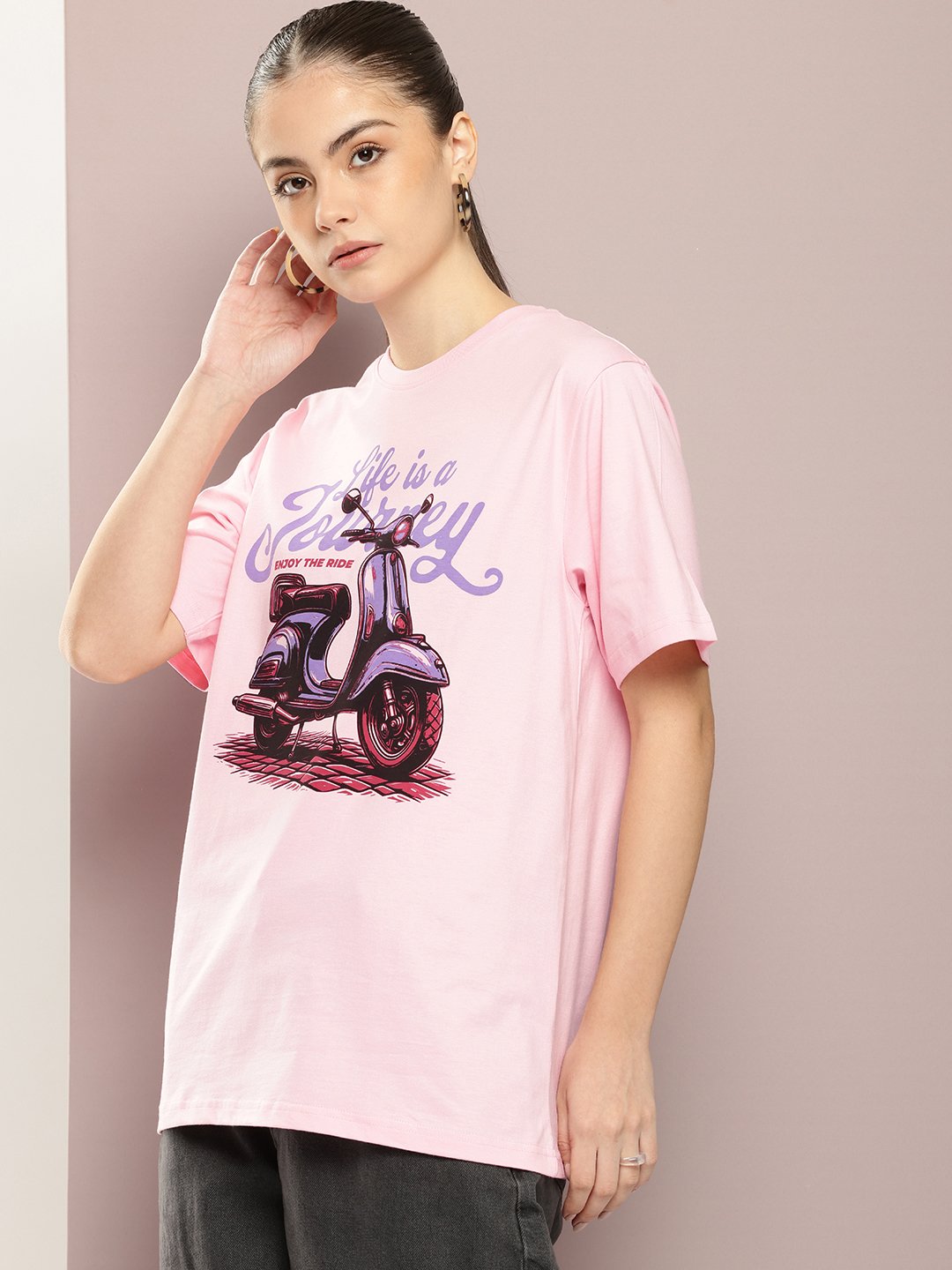 Womens Half Sleeve Round Neck Oversized Fit T-Shirts