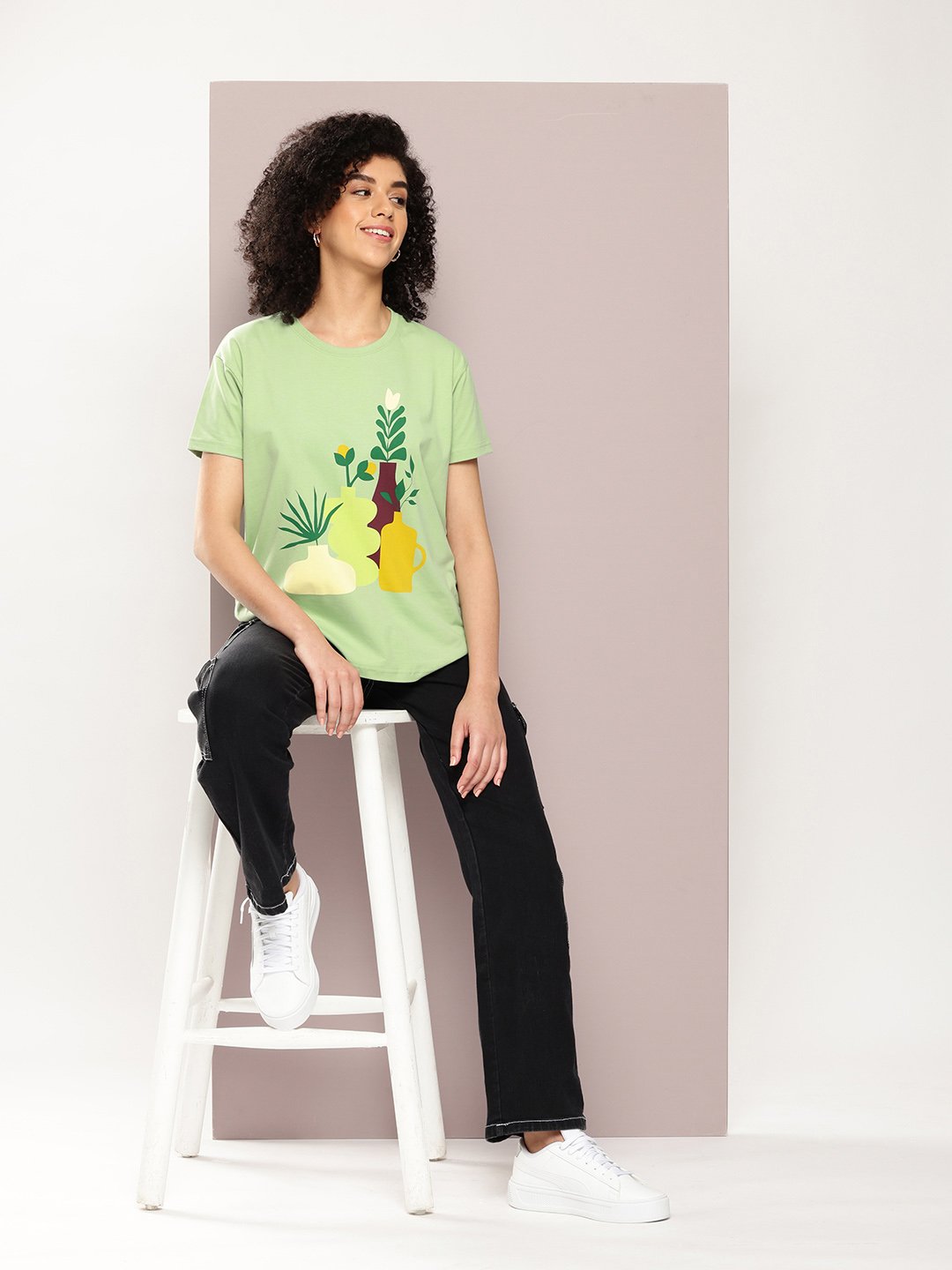 Womens Half Sleeve Round Neck Boxy Fit T-Shirts