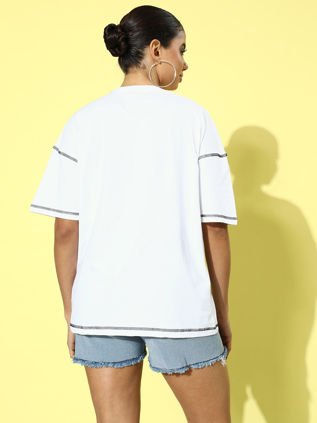 Womens Half Sleeve Drop Shoulder Plain Oversized Fit T-Shirts