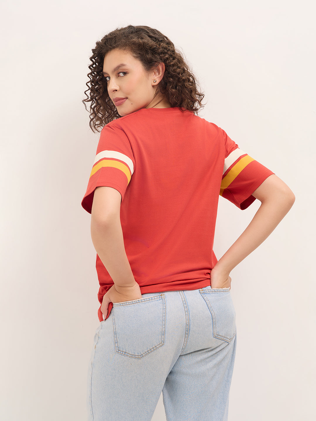 Womens Half Sleeve V-Neck Printed Oversized Fit Tshirts