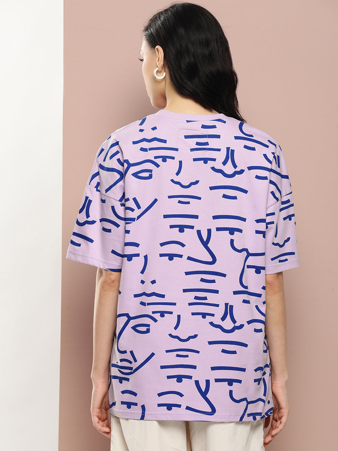 Womens Half Sleeve Drop Shoulder Printed Oversized Fit T-Shirts