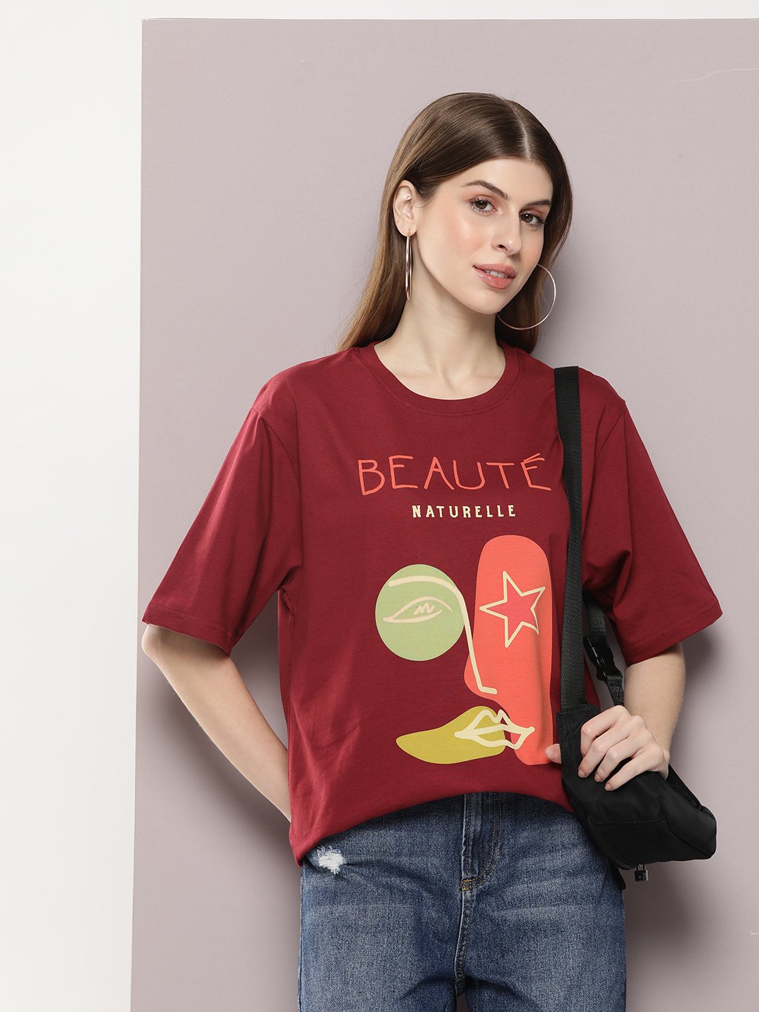 Womens Half Sleeve Round Neck Oversized Fit T-Shirts