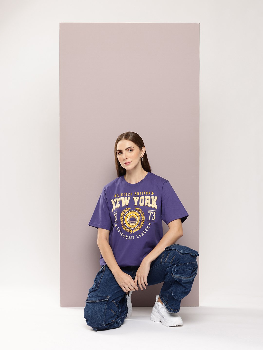 Womens Half Sleeve Round Neck Oversized Fit T-Shirts