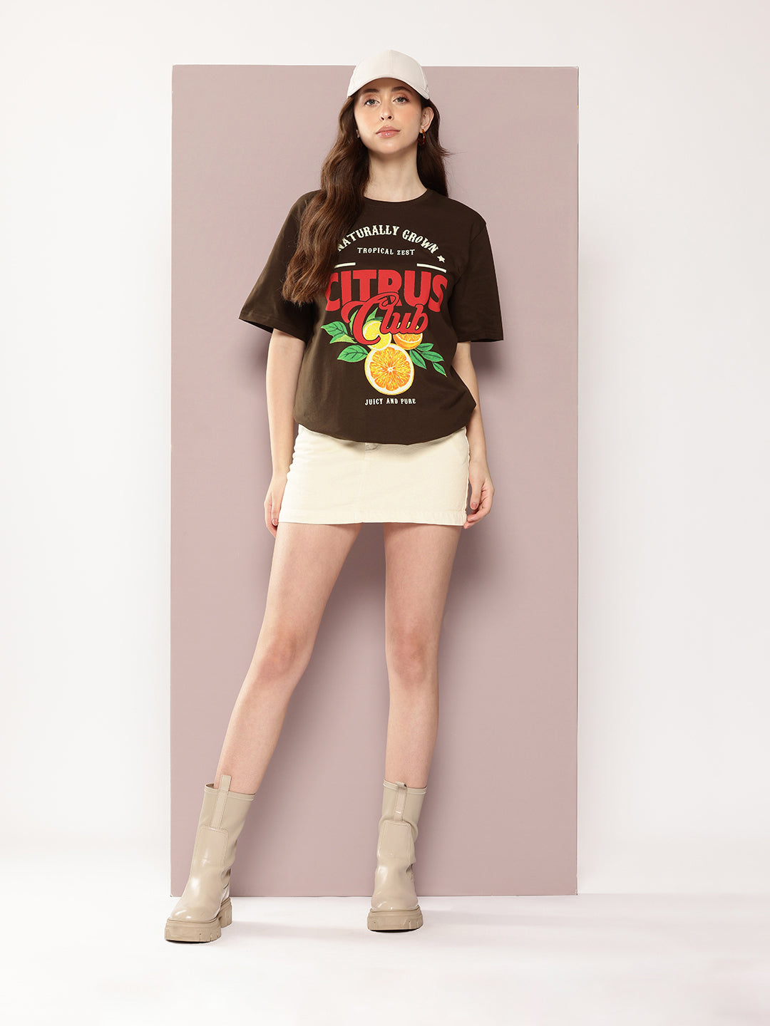 Womens Half Sleeve Round Neck Printed Oversized Fit Tshirts